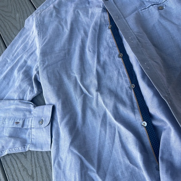 Ted Baker London Blue Pattern Printed Button Down Size 5 - Picture 2 of 8